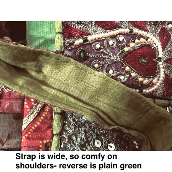 🆕 Indian sari-like patched hobo multicolored & multimedia  strap shoulder bag - Picture 4 of 16